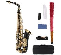 ALFAAL E Flat Eb Alto Saxophone Brass Lacquered Sax Woodwind Instrument With Case Gloves Brush Saxophon Accessories (Color : Bk)