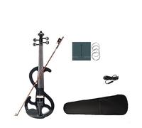 ALFAAL Electric Fiddle Violin Black Full Size 4/4 Solid Wood Metallic Black Electronic Violin With Case Bow Cable Set
