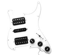 ALFAAL Electric Guitar Pickguard Pickup 3-ply HSH Loaded Prewired Electric Guitar Pickguard Pickup For FD ST Style Electric Guitar White With Black Parts