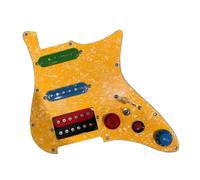 ALFAAL Electric Guitar Pickguard Pickup Guitar Prewired Loaded ST Pickguard With SSH With Humbucker Pickups Set Coil Splitting Converter For ST Electric Guitar(Yellow)