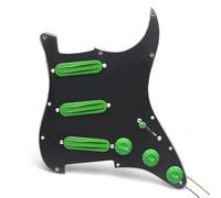 ALFAAL Electric Guitar Pickguard Pickup Multi Colour SSS Prewired Guitar Pickguard Mini Humbucker Electric Guitar 9K/9K/9K Loaded Prewired For ST Style Guitar(Green-BK)