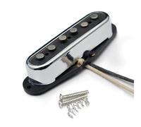 ALFAAL Electric Guitar Single Coil Pickup Set Alnico-ST Style Electric Guitar Pickup With Open Brass Cover Fiber Bobbin 3 Staggered Style Chrome(Neck 1pc)