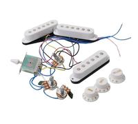 ALFAAL Electric Guitar Single Coil Pickup Set Electric Guitar Pickup Wiring Harness Prewired 5-way Converter 2T1V Multi Type Pickup For ST Guitar(White)
