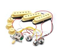 ALFAAL Electric Guitar Single Coil Pickup Set ST Electric Guitar Three Single Pickup Set SQ With Circuit Knob Potentiometer Shifter Converter Socket Line(Yellow)