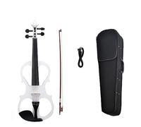 ALFAAL Electric Violin Balance Sound Full Size 4/4 Electric Violin Fiddle Solid Wood High Level Electric Violin SET White
