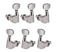 ALFAAL Folk Guitar Parts Alloy String Tuning Pegs Tuners 3R3L Square Button Chrome