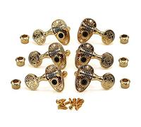 ALFAAL Folk Guitar String Knob Open Golden Retro Decorative Pattern Knob Shaft String Coil String