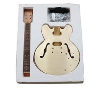 ALFAAL Guitar body Unfinished Electric Guitar Kits Semi Hollow Body Flamed Maple Top Veneer All Hardware Guitar DIY Accessory
