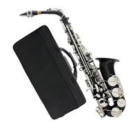 ALFAAL Instrument saxophone Black Silver Alto Saxophone E-flat Alto Saxophone Brass Material With Strap Bracket Trimmer Parts(Saxophone)