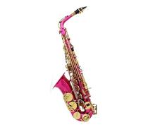 ALFAAL Instrument saxophone Multicolor styles Alto Saxophone Eb Brass Body Carved Keys White Shell Keys Saxophone(Pink)