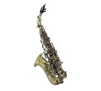 ALFAAL Instrument saxophone Soprano Saxophone Bb Brass Body Carved Keys White Shell Keys Saxophone(Cyan Antique)