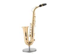 ALFAAL Mini musical instrument models Alto Saxophone With Stand And Case Gold Plated Instrument Model Ornament