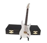 ALFAAL Mini musical instrument models Electric Guitar Model Musical Instrument Ornaments Mini Wooden Electric Guitar Ornaments Music Gift(C18 cm)