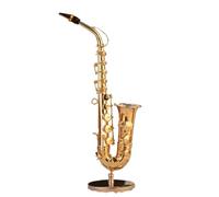 ALFAAL Mini musical instrument models Mini Saxophone Miniature Musical Instruments Decorative Ornaments With Case And Stand Home Display Ornaments(A 10cm)