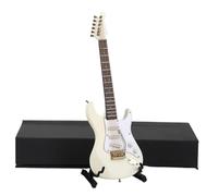 ALFAAL Mini musical instrument models Miniature Electric Guitar Mini Musical Instrument Model With Box Stand Accessories Collection Decorative Ornaments(White,18cm)