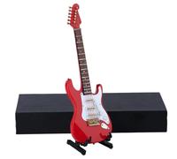 ALFAAL Mini musical instrument models Miniature Electric Guitar Mini Musical Instrument Model With Box Stand Accessories Collection Decorative Ornaments(Red,10cm)
