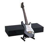 ALFAAL Mini musical instrument models Miniature Electric Guitar Mini Musical Instrument Model With Box Stand Accessories Collection Decorative Ornaments(Black,18cm)