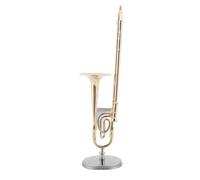 ALFAAL Mini musical instrument models Miniature Musical Instrument Ornaments Brass Gold Plated Small Decoration Trumpet Trombone Harp Flute Ornaments(B)