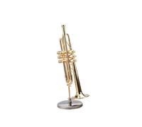 ALFAAL Mini musical instrument models Miniature Musical Instrument Ornaments Brass Gold Plated Small Decoration Trumpet Trombone Harp Flute Ornaments(D)