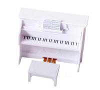 ALFAAL Mini musical instrument models Piano Musical Instrument Ornaments Model With Stool Suitable For Accessories Decoration Miniature Vintage Piano Set(White-A)