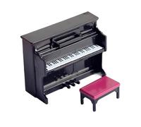 ALFAAL Mini musical instrument models Piano Musical Instrument Ornaments Model With Stool Suitable For Accessories Decoration Miniature Vintage Piano Set(Black-A)