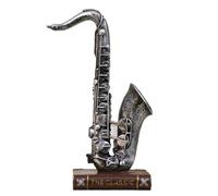 ALFAAL Mini musical instrument models Retro Musical Instrument Ornaments Creative Simulation Saxophone Model Restaurant Home Soft Decoration(Retro silver)