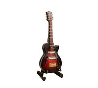 ALFAAL Mini musical instrument models Wooden Miniature Electric Guitar Model With Display Stand Instruments Ornament(D)