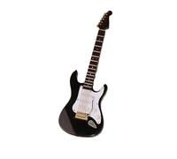 ALFAAL Mini musical instrument models Wooden Musical Instruments Collection Decorative Ornaments Mini Electric Guitar With Support Miniature Model Decoration(Black,14cm)