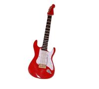 ALFAAL Mini musical instrument models Wooden Musical Instruments Collection Decorative Ornaments Mini Electric Guitar With Support Miniature Model Decoration(Red,24cm)