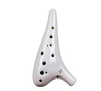 ALFAAL Mini Ocarina Ceramic Ocarina Instrument 12 Hole Alto C Legend Ocarina Professional Instrument Accessories(Color:White crack)