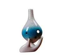 ALFAAL Ocarina 6 Hole Alto C Key Tones Gradient Crackle Pattern Flute Ceramic Ocarina Flute Musical Instrument (Color : Blue in the middle)