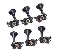 ALFAAL Open Gear Folk Guitar String Key Fishtail String Button Tuning Pegs Tuners Machine Heads 3 Left And 3 Right (Color : Black)