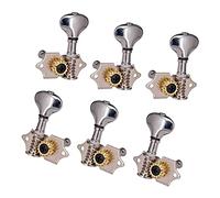 ALFAAL Open Gear Folk Guitar String Key Fishtail String Button Tuning Pegs Tuners Machine Heads 3 Left And 3 Right (Color : Silver)