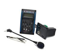 ALFAAL Piezo Pickups 10Pcs LC 5 5 Bands Acoustic Guitar Pickup EQ Preamp LCD Tuner Piezo Pickup Equalizer(LC 5 With Mic)
