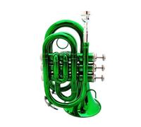ALFAAL Pocket Trumpet Bb Flat Brass Wind Instrument With Mouthpiece Accessories Carrying Case (Color : Green)