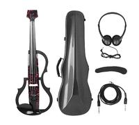 ALFAAL Professional 4/4 Intelligent Quiet Electric Violin Carbon Fiddle With Bow Carry Case Headphone Cable Shoulder Rest