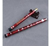 ALFAAL Professional bamboo flute D/E/F/G Key Separable RED Color With Transparent Line Musical Instrument Professional Woodwind Bamboo Flute(F)
