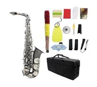 ALFAAL Professional Bend Eb E-flat Alto Saxophone Sax Quality Brass Black Nickel Plating Carve Pattern