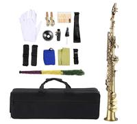 ALFAAL Professional Brass Straight Bb Saxophone Saxophone Nickel Plated Sax Woodwind Instrument With Carrying Case Kit