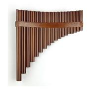 ALFAAL Professional Pan Flute 18 Pipes Brown Colour Pan Flute F Key Folk Musical InstrumentsWoodwind Instrument Handmade Pan Pipes(Right)