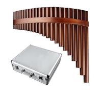 ALFAAL Professional Pan Flute 25 Pipes G Key Traditional Natural Bamboo Woodwind Pan Flute Bitter Bamboo Over 4 Years(Left-hand add box)