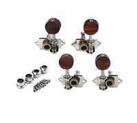 ALFAAL Silver Color 2R2L Tuning Peg Machine Head Tuners With Wooden Handle For Ukulele 4 String Guitar