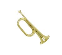 ALFAAL Standard Brass Military bugle brass cavalry horn military charge horn pure copper step horn brass instrument(Color:Silver)