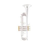 ALFAAL Standard Brass New Bb trumpet gold lacquer silver plated trumpet brass instrument composite trumpet (Color : Silver)