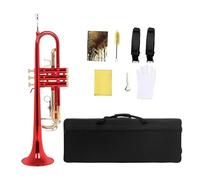 ALFAAL Standard Brass Professional trumpet B flat trumpet set copper tube body colorful gold keys red blue black(Color:Red)