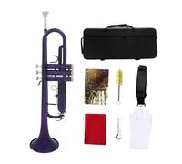 ALFAAL Trumpet Bb B Flat Quality Brass Instrument Trompete With Case Strap Mouthpiece Musical Instrument Accessories (Color : Purple)