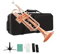 ALFAAL Trumpets B-flat Three-tone Trumpet Is Suitable For Beginners To Play Test Bands, Orange Crimson Trumpet Instrument
