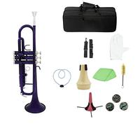 ALFAAL Trumpets Brass Trumpet Bb B Flat With Mouthpiece Carry Bag Tuner Mute Trumpet Stand Gloves Cleaning Tools Wind Instrument Trumpet Instrument (Color : Purple)