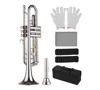 ALFAAL Trumpets Standard Bb Trumpet Brass Material Nickle Plated Wind Instrument With Mouthpiece Carry Bag Gloves Cleaning Cloth Trumpet Instrument