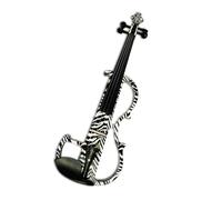 ALFAAL Violin Electric Art Violin BK And White Striped Solid Wood Silent Violin Full Size 4/4 Ebony Accessories With Parts